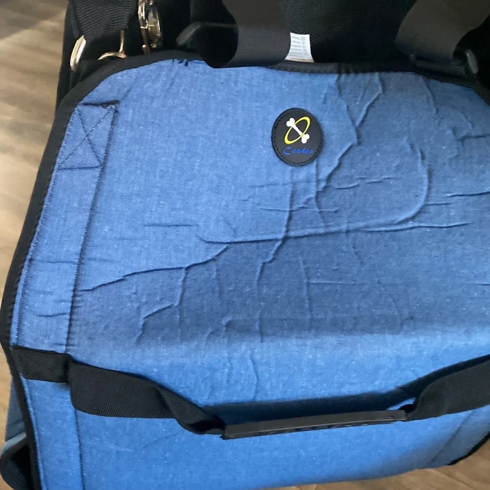 Coodeo. Dog lift sling. Blue and black. Size xxl.
